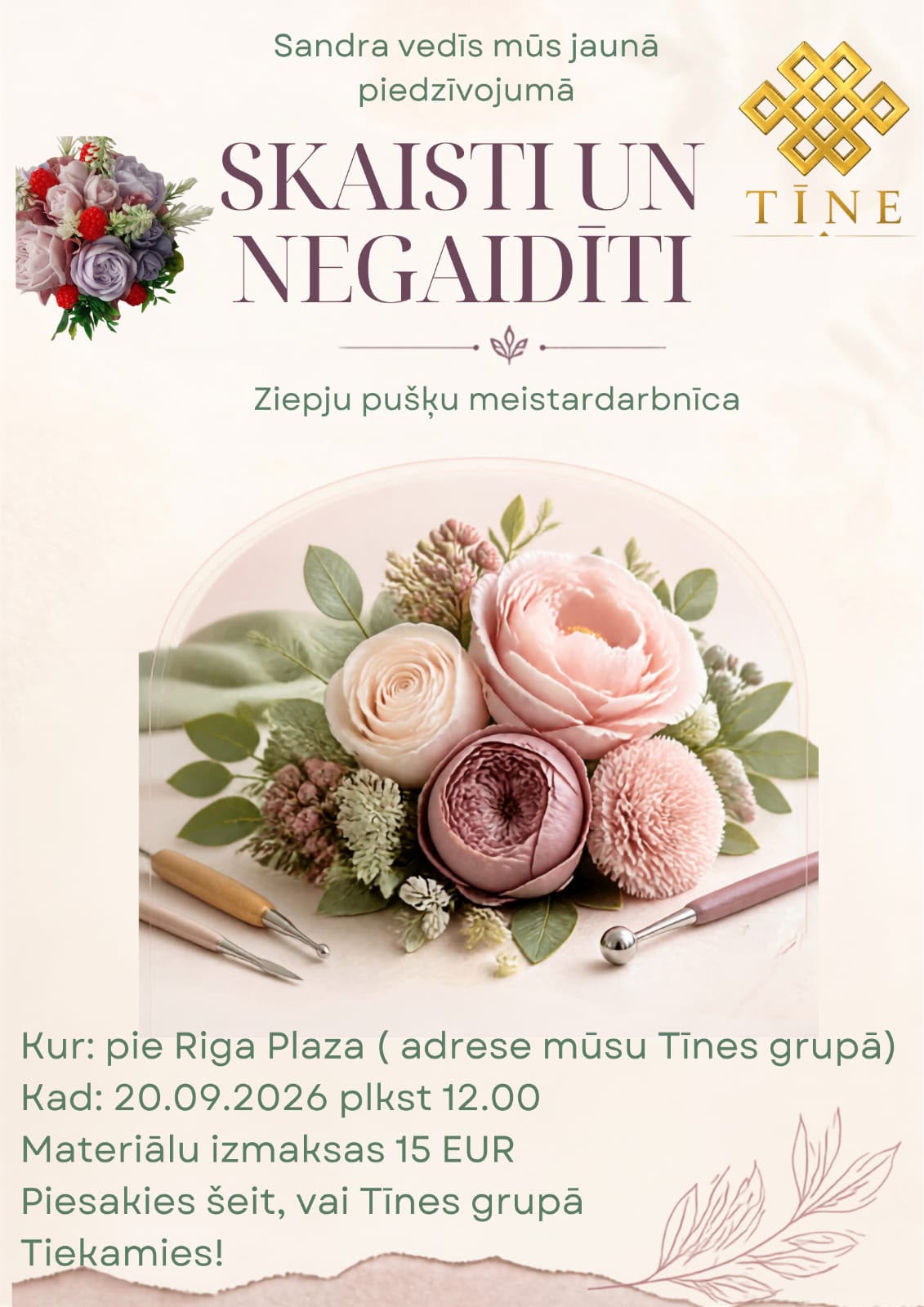 MEISTARKLASE – ZIEPJU ZIEDU PUŠĶA VEIDOŠANA